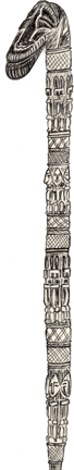 Drawing of Carved Walking Stick Drawing of Carved Walking Stick