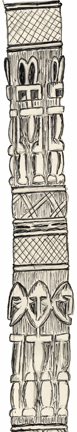 Drawing of Carved Walking Stick Drawing of Carved Walking Stick