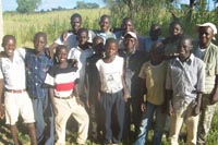 Young people involved in the tree planting programme Young people involved in the tree planting programme