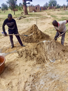 Mixing sand and cement Mixing sand and cement